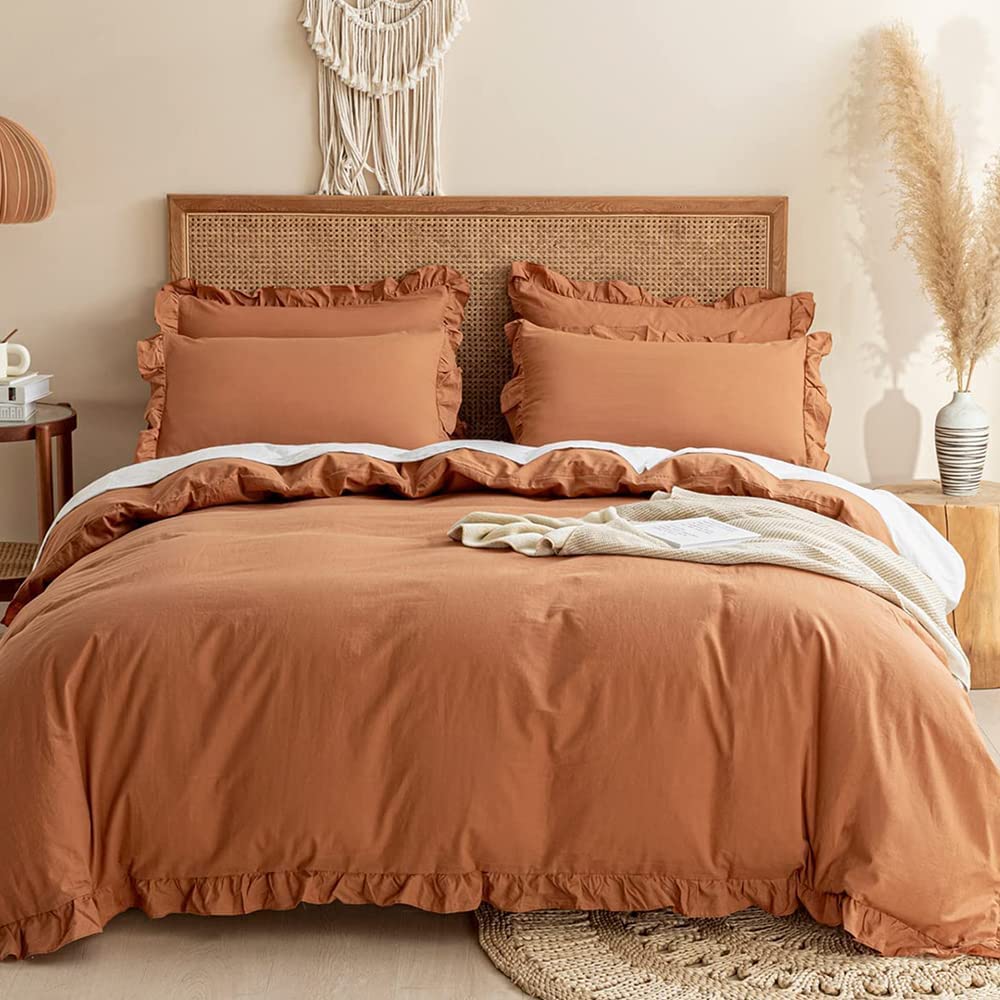 Pumpkin Color Ruffle Comforter Set Full Caramel Pumpkin Bedding