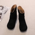 thumbnail image 5 of GobdXE Girls Mid Calf Boots Solid Faux Suede Ruched Shaft Flat Fall Winter Casual Shoes Black,7-8 Years, 5 of 8