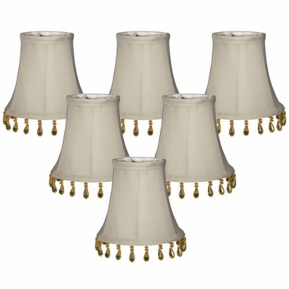 Royal Designs, Inc. Beaded Bell Clip On Chandelier Shade CS-314B-5GR-6, Gray, 3 x 5 x 4, Pack of 6