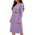 thumbnail image 5 of SimpleJoyi Womens Pajama Fashion Casual Print Long Sleeve Crewneck Midi Nightgown, 5 of 7