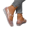 thumbnail image 4 of pwidon Women's Mary Jane Jelly Wedge Sandals Waterproof Closed Toe Slip On Pearl Decor Hollow Out Summer Beach Shoes White 7.5, 4 of 6