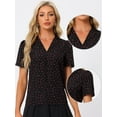 thumbnail image 2 of DARING DIVA Women's Short Sleeve V Neck Notch Lapel Collar Shirt XS Black, 2 of 6