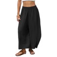 thumbnail image 2 of Lumtrix Womens Linen Barrel Pants Baggy Elastic Waist Drawstring Pants Casual Loose Lightweight Trouser Navy 2XL, 2 of 3