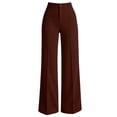 thumbnail image 6 of Knit Straight Leg Pants for Women, High Rise Casual Trousers with Front Button Zipper & Pockets, Business Casual Office Daily Wear | VerBelle,Wine S, 6 of 8