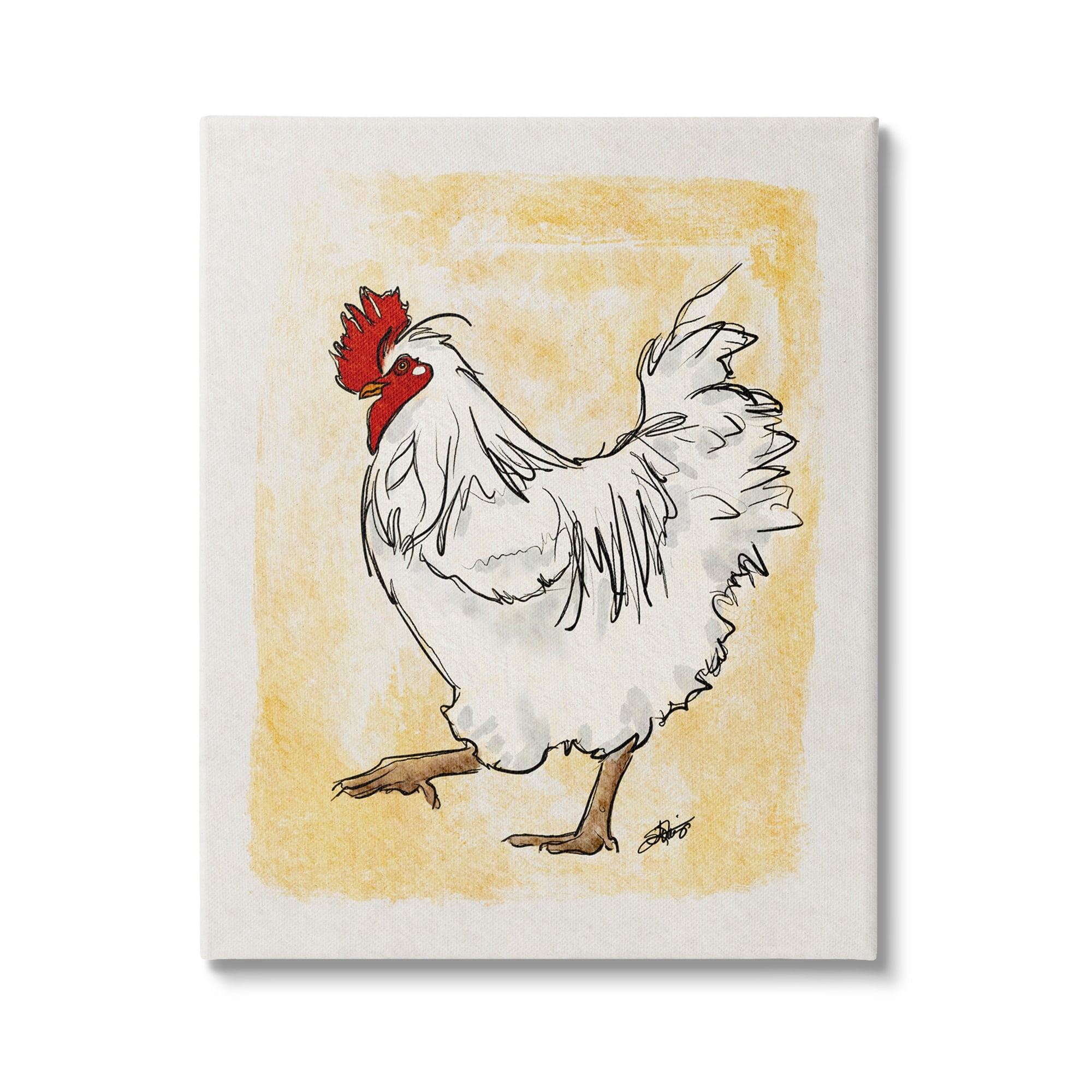 Stupell Yellow Country Chicken Portrait Animals & Insects Painting Gallery Wrapped Canvas Print Wall Art