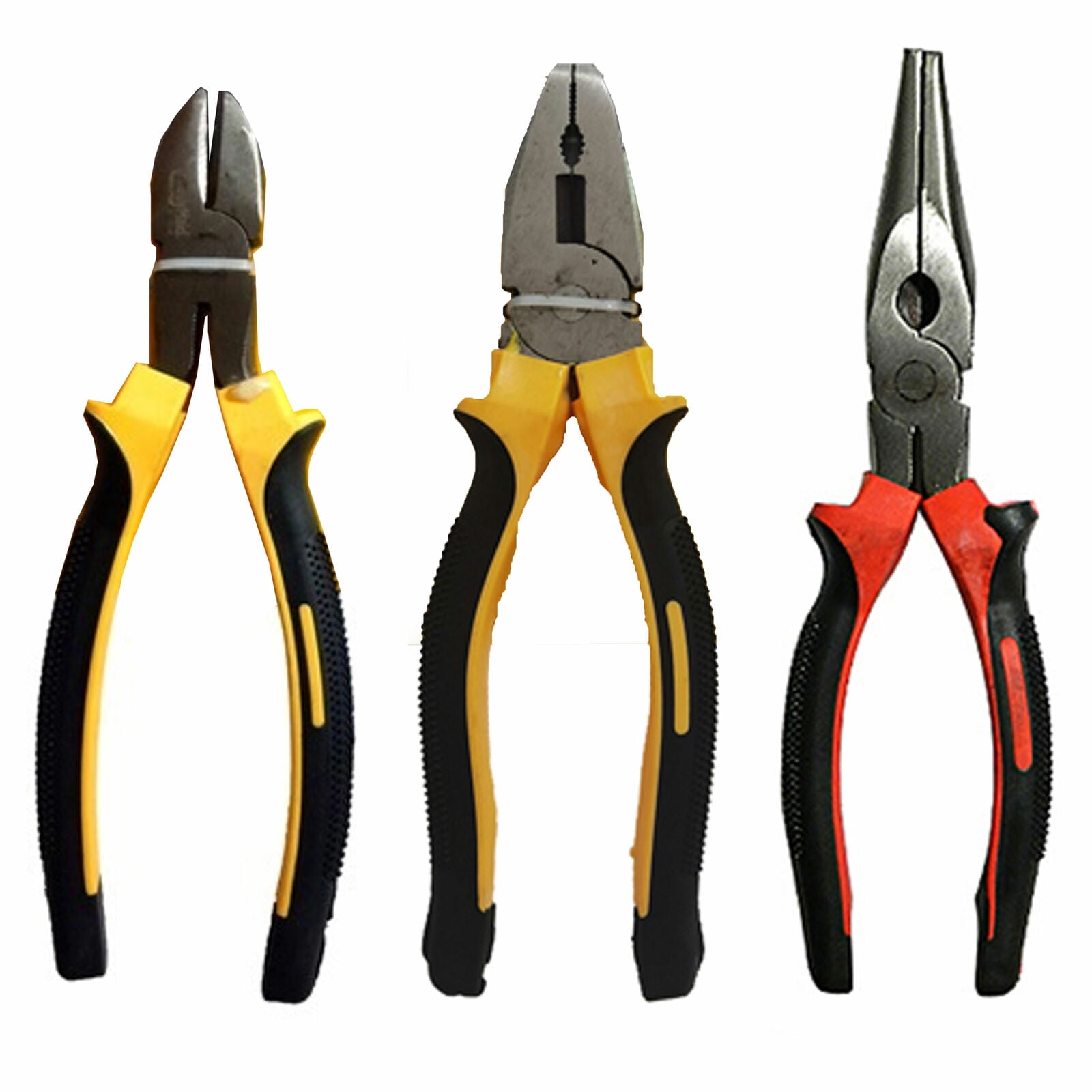 3 Pc Long Nose Pliers Set Linesman Diagonal Set 8" Heavy Duty Grip Cutter Tools