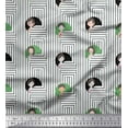thumbnail image 1 of Soimoi Green Modal Satin Fabric Stripe & Women Face Human Figure Print Fabric by the Yard 42 Inch Wide, 1 of 1