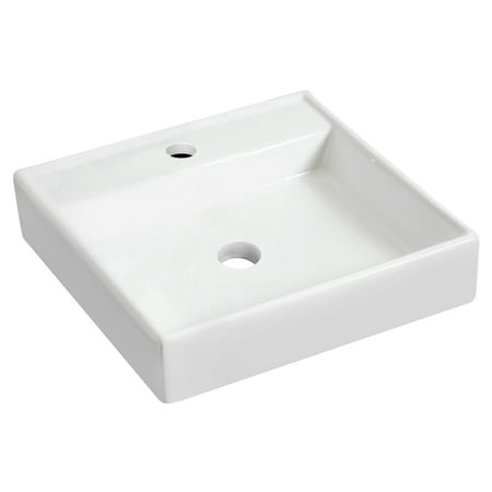 - 17.5-in. W Wall Mount White Vessel For 1 Hole Center Drilling