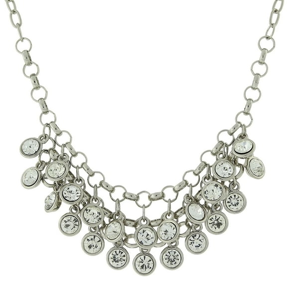 1928 Jewelry Crystal Cluster Bib Necklace 16 + 3 Extender