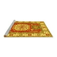 thumbnail image 2 of Ahgly Company Machine Washable Indoor Round Geometric Yellow Traditional Area Rugs, 8' Round, 2 of 4