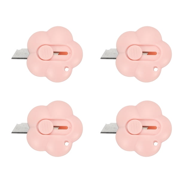 Cortadores de caja Uxcell, 4 Pcs Abre Cartas Retráctil en Forma de Nube, Abre Paquetes Pequeño, Cortador de Sobres, Rosa (1.8x1.8 Pulgadas)