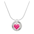 thumbnail image 1 of Delight Jewelry Silvertone Hot Pink Giraffe Print Heart Joy Ring Charm Necklace, 18", 1 of 4