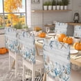 thumbnail image 2 of White Pumpkin Chair Covers Set of 4 Coastal Starfish Coral Shell Wood Stripes Chair Back Covers Stretch Removable Washable Slipcovers Protector for Dining Room Kitchen Party Decor, 2 of 5