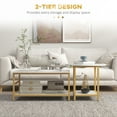 thumbnail image 5 of HOMCOM Faux Marble Top Coffee Table with Storage Shelves, White, 5 of 8