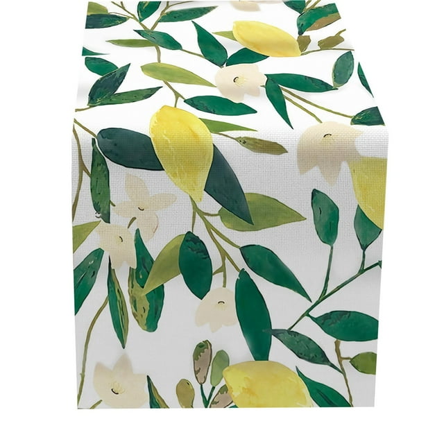 Hearth & Gear Petit Drapeau de Table Frais Printemps et Été Fleur Lin Imprimé Nappe 2 Foulard de Commode Géométrique Table Batik Table Brunch de Mariée Décorations Table 90” Tables pour Événements Chemins de Table pour