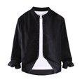 thumbnail image 2 of XDZJLR Mens T Shirts Retro Corduroy Stand Up Solid Color Fashionable Long Sleeved Tops, 2 of 4