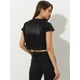 thumbnail image 4 of Chaqueta de mezclilla Allegra K corta para mujer ajustada Negro XL, 4 of 5