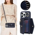 thumbnail image 2 of for iPhone 12 Pro Case Wallet with Strap for Women - Crossbody Lanyard, Zipper Pocket, Credit Card Holder, Ring Stand - RFID Blocking Phone Wallet Case for iPhone 12 Pro(6.1",Dark Blue), 2 of 17