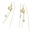 thumbnail image 5 of Hyasfey 1 Pair Tassel Earrings Tassel Leaf Shape Rhinestone Inlay Shining Straight Hanging Decoration Hypoallergenic Pendants Geometric Piercing Drop Earrings Jewelry Accessories, 5 of 7