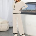 thumbnail image 2 of YABCSAZ Women's Sweater Sets Oversize Long Sleeve Creawneck Striped Knitted Top Shirts and Long Pants 2 Piece Outfits Loungewear Casual Loose Soft Sweater Sets 2024 Christmas Gifts for Women, 2 of 7