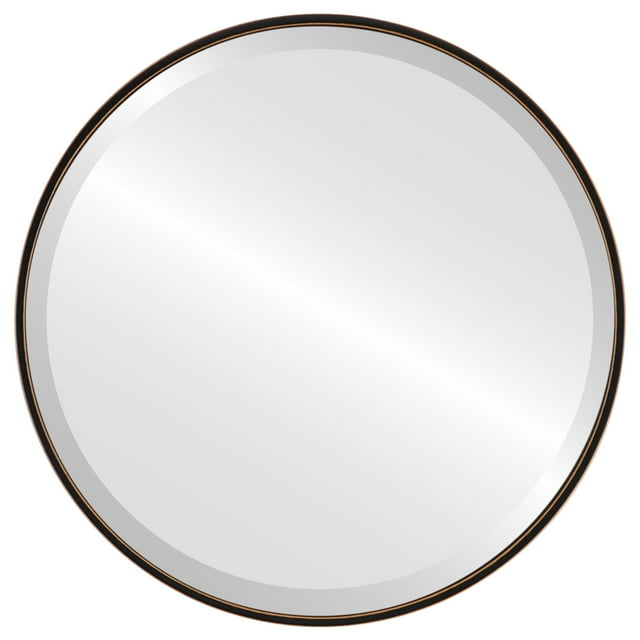 Miroir Rond Encadré Singapore - Noir Frotté - 25 Pouces x 25 Pouces