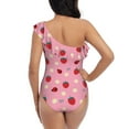 thumbnail image 5 of Easygdp Strawberry and Ladybugs Women's One Shoulder Ruffle Monokini Bathing Suits with Removable Chest Pad, Quick Drying - XX-Large, 5 of 8