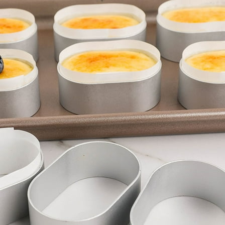 HOOWIFFY Silver Baking Mould 10Pcs 6.4*1.7In Stainless Steel Cheese Mold Tool