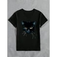 thumbnail image 3 of Stylish And Simple Elegant Cartoon Animal Black Cat Graphic Breathable 3D Print V-Neck Short Sleeve T-Shirt Casual Sports Shirt New Women's Short Sleeve Top, 3 of 5