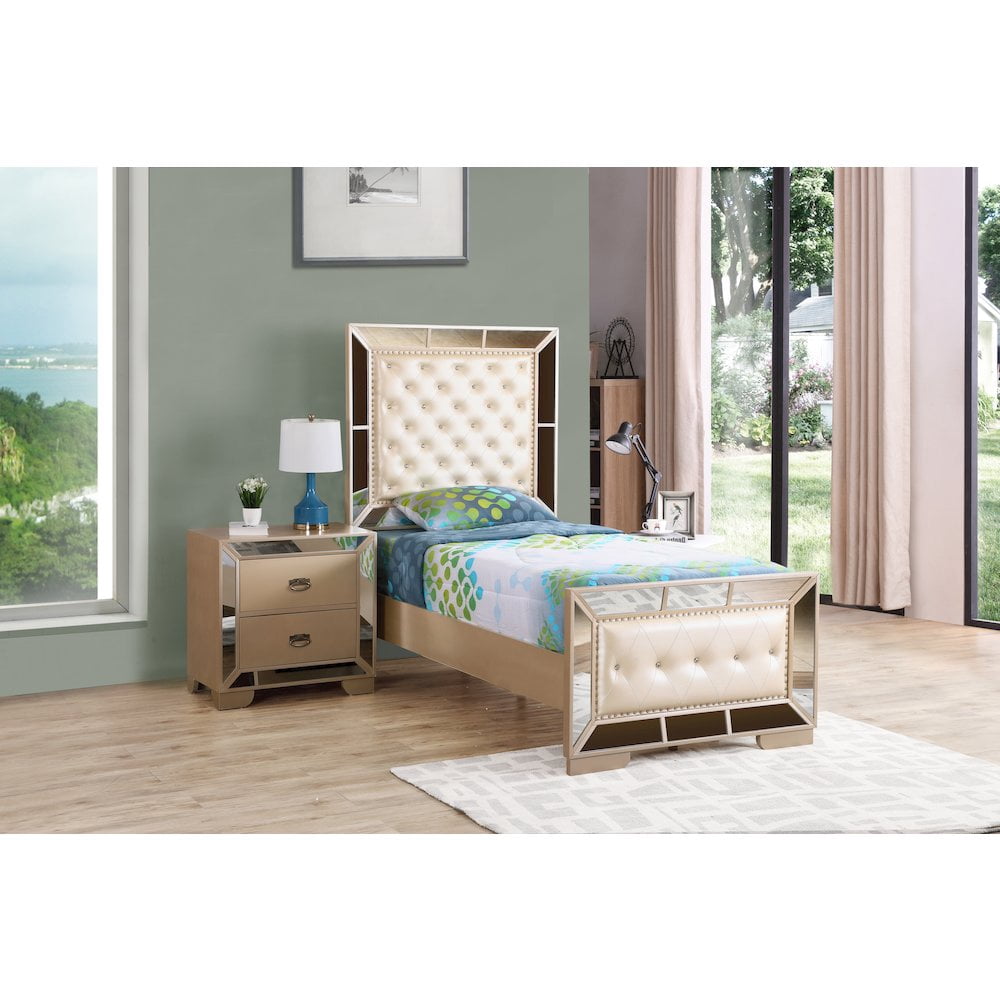 Glory Furniture Hollywood Hills Twin Bed in Pearl Color