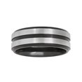 thumbnail image 3 of Men's Black IP Stainless Steel Grooved Wedding Band - Mens Ring, 3 of 4