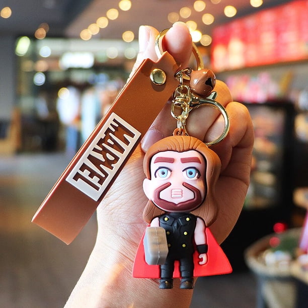 LLavero de silicona de superhéroe de Marvel, llavero de Los Vengadores, Capitán América, Thor, llavero de coche, mochila de novio, regalos de joyería Fivean unisex