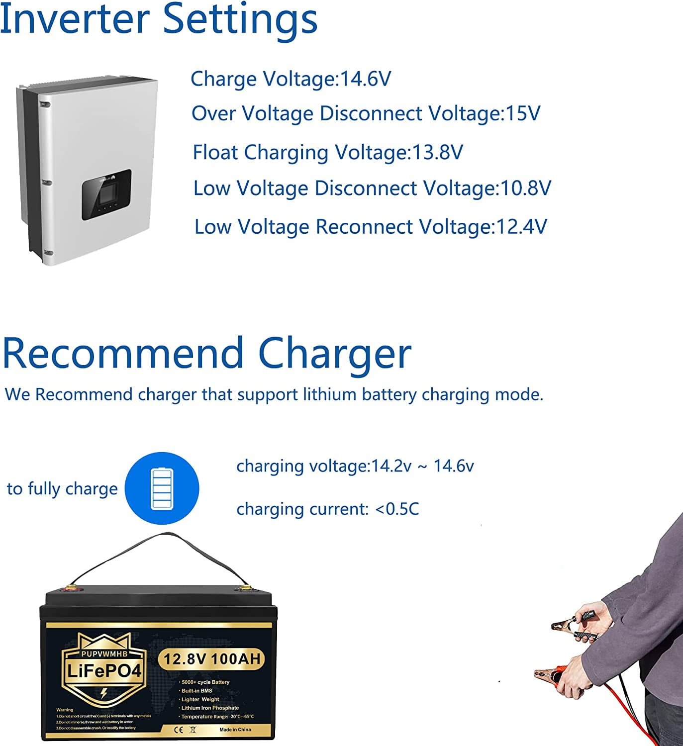 PUPVWMHB LiFePO4 Lithium Ion 12.58 Volt Vehicle Battery