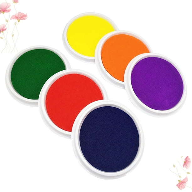 6 pièces main tampon encreur tampon tampon lavable doigt paume encre coloré  Graffiti tampon encreur pour enfants enfants (couleur aléatoire) 
