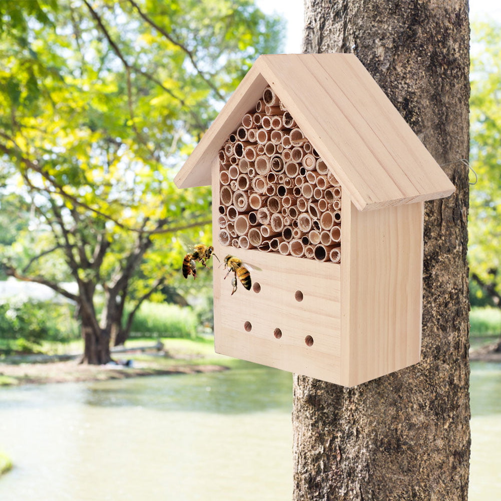 Wooden Insect House Bug Nesting Shelter Bee Box Outdoor Garden Ornament Decor 