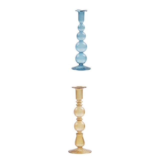 2 uds portavelas de cristal soporte candeliere decoración comedor Navidad Colco Sujetavelas