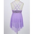 thumbnail image 4 of Yruioon Kids Girls Sleeveless Shiny Sequins Lyrical Dress Criss-Cross Back Ballet Dance Leotards Lavender 8, 4 of 7