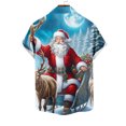 thumbnail image 4 of Mens Manga Corta Botón Abajo Camisas, Cuello de Vuelta Navidad Impresa Blusa, Top de Moda Casual, 4 of 4