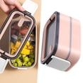 thumbnail image 4 of Double Layer Stainless Steel Insulated Lunch Box with 1400ML Capacity, Leak-Proof Sealed Design, Microwave Safe Bento Box with Divided Compartments for Work or Travel,YISHFHP,Pink, 4 of 8