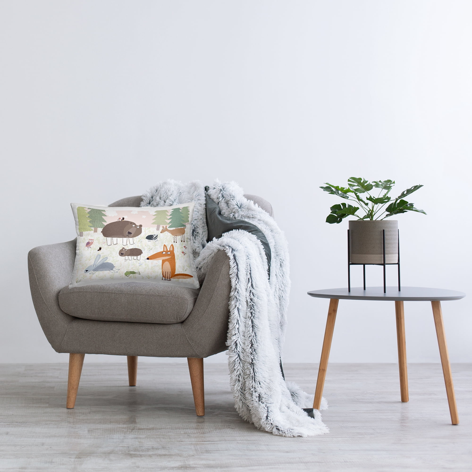 Stupell Industries Forest Animals Out and About Decorative Printed Throw Pillow, design by Carla Daly, 14 x 7 x 20
