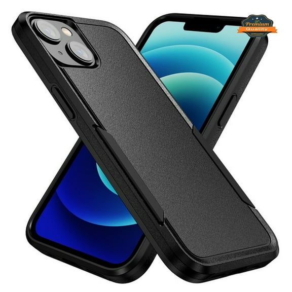 For Apple iPhone 15 Pro Max (6.7") Hybrid Bumper Dual Layer Heavy-Duty Military-Grade Rubber Defender Protective Phone Case Cover by Xpression - Black