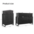 thumbnail image 4 of LGHM 2 Piece Bedroom Dresser Set, Fluted 6 Drawer Chest Dresser & Horizontal 6 Drawer Dresser, Black, 4 of 9
