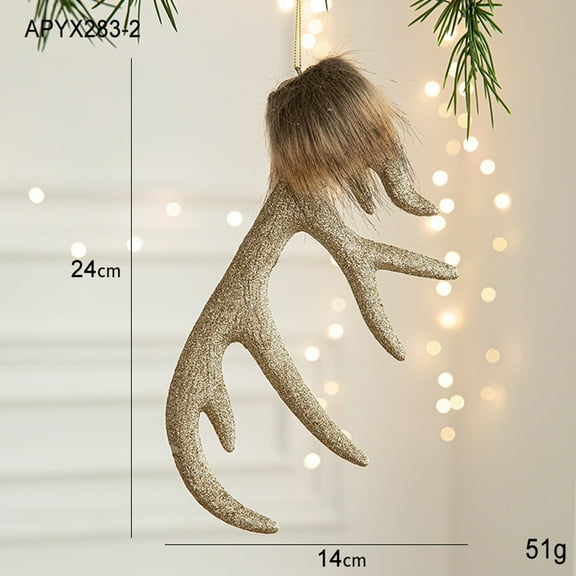 JLFNYA Christmas Tree Decorations,Christmas Ornaments,Deer Antler Christmas Tree Decoration,Hanging Decorations,Window Decoration,Hair Antler Hanging Decorations