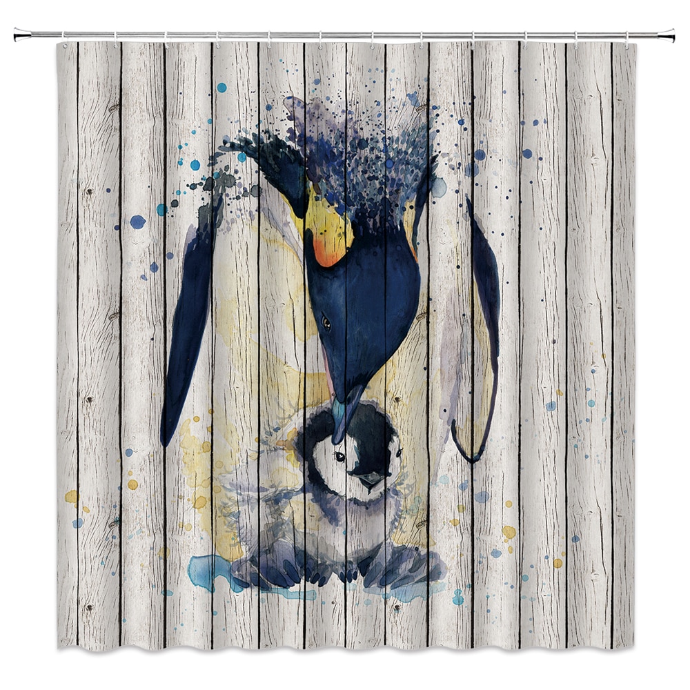 Funny Animal Shower Curtains Lovely Alpaca Penguin Painting 3D Print