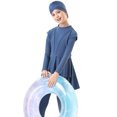 thumbnail image 2 of IDOPIP Modest Swimsuits for Girls Kids Muslim Swimsuits Islamic Full Cover Long Sleeve Top Pants Swim Hijab Cap, 2 of 7