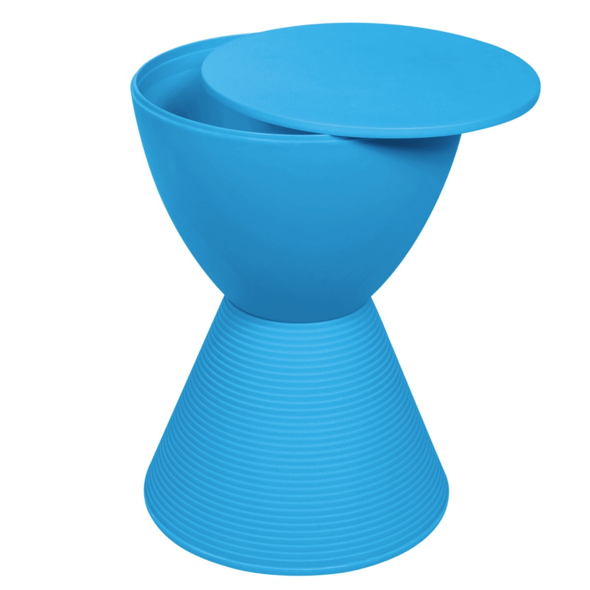 LeisureMod Side Table Modern Hourglass End Table Compact Accent Drum Table with Removable Lid for Storage Indoor and Outdoor Use Boyd Series in Blue