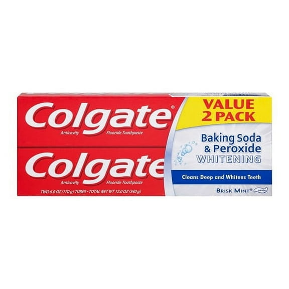 Colgate Value Pack Baking Soda and Peroxide Whitening Bubbles Fluoride Toothpaste, 6 Oz, 2 Pack, 3 Pack