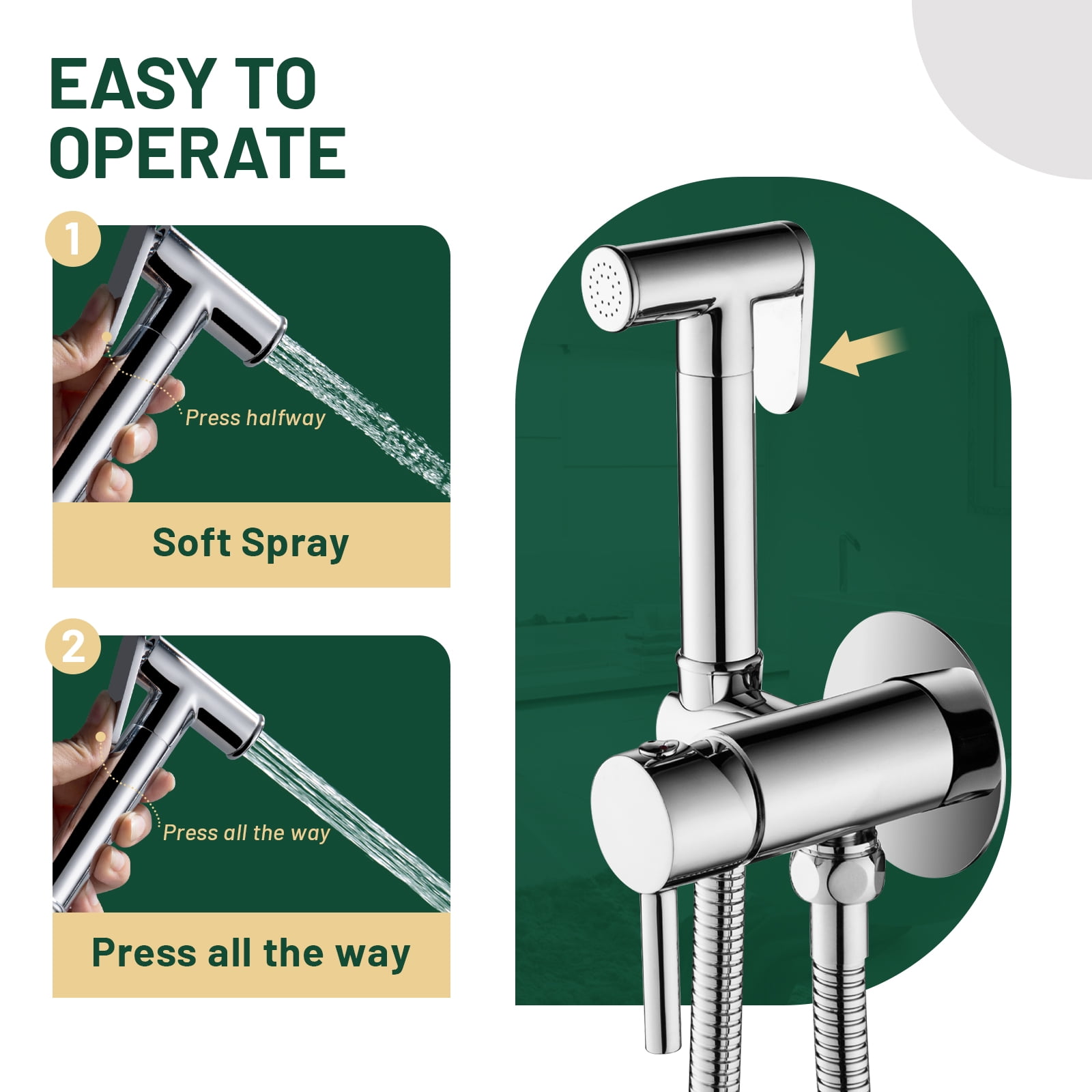 Cobbe Wall Mounted Adjustable Temperature Handheld Bidet Sprayer for Toilet Bathroom Toilet Bidet Attachment for Wash Chrome