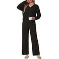 thumbnail image 5 of Cueply Lounge Sets for Women 2 Piece Outfits Fall Long Sleeve Knit Sweater Top Wide Leg Pants Loungewear Winter Matching Set, 5 of 8