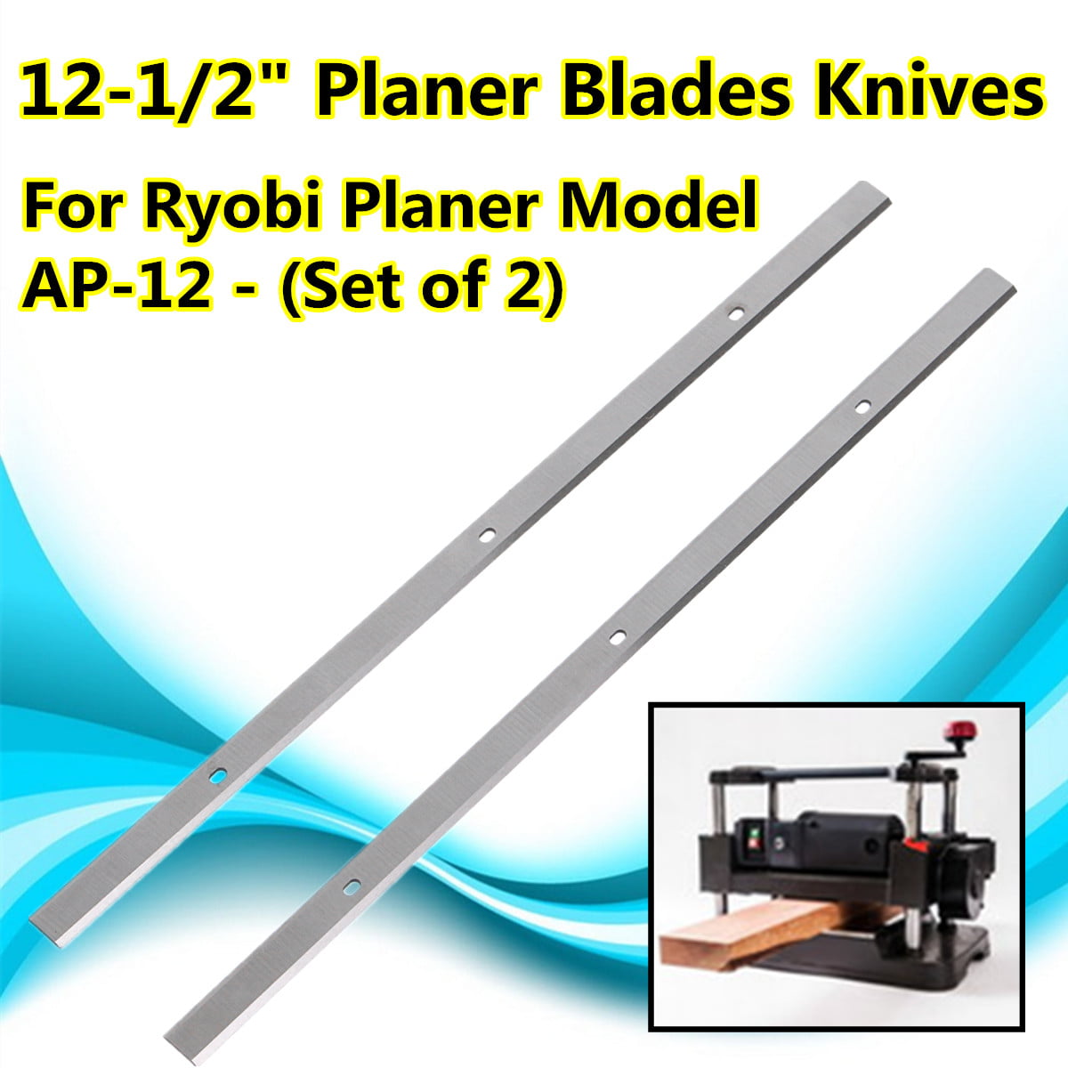 2PCS 12-1/2'' 320mm x 13mm Steel Planer Blades Tool For Ryobi Planer Model 