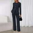 thumbnail image 5 of Xingpeng Women's Wide Leg Pants Suit Set 2026 Fall Business Casual Blazer and Trousers with Pockets Two Piece Dark Blue L, 5 of 9